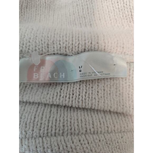 Free People Beach Winter White Kangaroo Pocket Cowl Neck Sweatshirt L - Picture 5 of 6